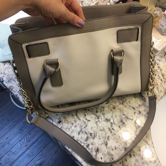 Genuine Michael Kors Hamilton Satchel Tote Taupe/Beige handbag shoulder bag - Picture 4 of 8